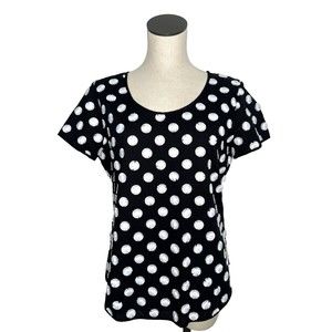 Chico's Black & White Textured Polka Dot Shirt Top Small 0